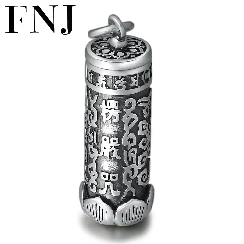 

FNJ 925 Silver Gawu Box Pendant Lucky Lotus Hang 100% Original Pure S925 Thai Silver Men Pendants for Women Jewelry Making