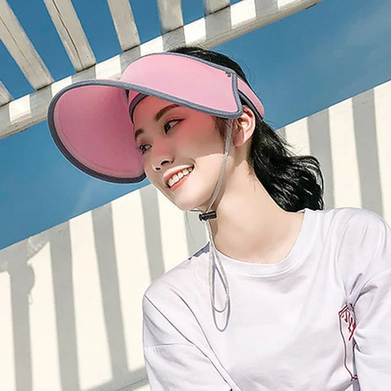 Лучшие продажи женские летние солнечные шапки складные солнцезащитные козырьки для спорта на открытом воздухе складной солнцезащитная Кепка Воздухопроницаемый солнцезащитный Топ