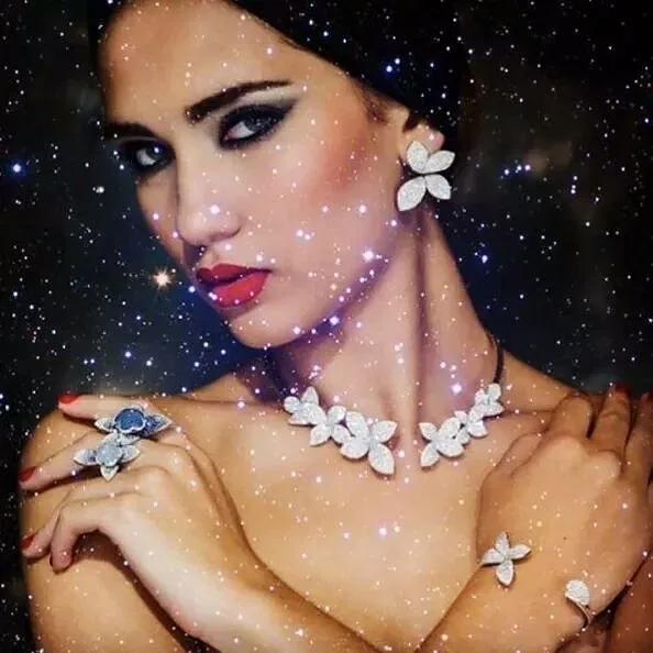 Элитная усыпанное камнями (micro pave фианит листья в форме колье серьги кольцо