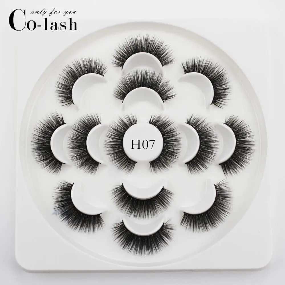 Colash 7 пар 3D норковые Накладные ресницы с широким крестом пушистые 22 мм-25 мм Накладные ресницы ручной работы инструменты для макияжа глаз - Цвет: H007