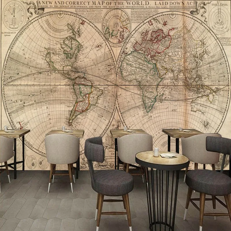 Пользовательские 3d росписи Европейский Ретро Карта мира навигация диаграмма