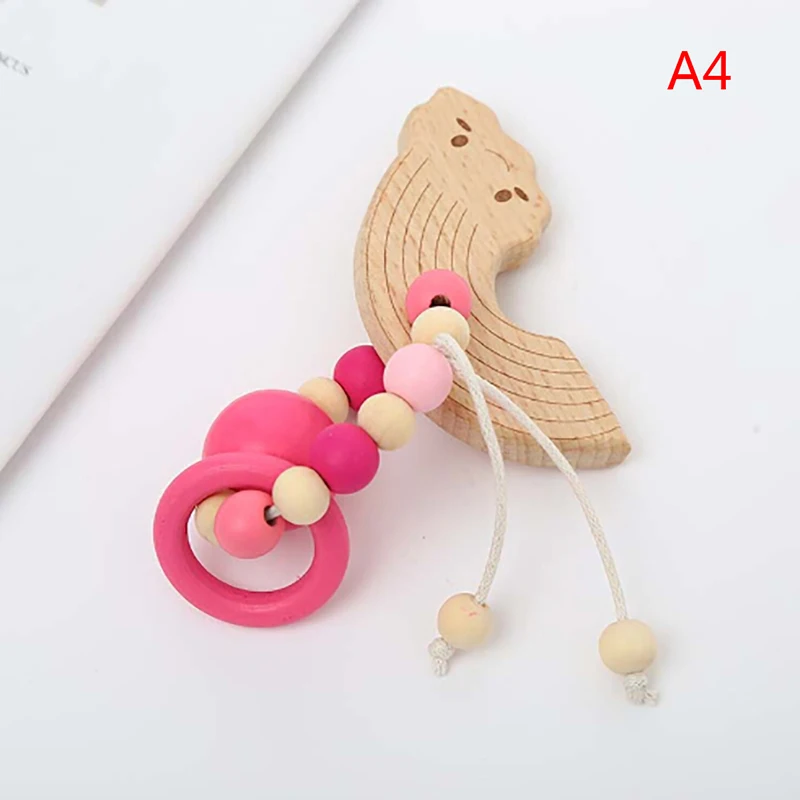 1 Pcs Teether Montessori Bracelets Baby Nursing Wooden Crochet Chew Beads Teething Wood Rattles Toys | Мать и ребенок