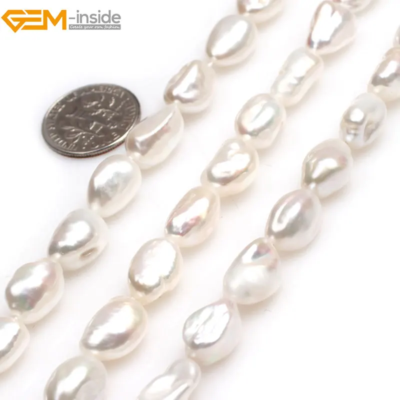 Бисер из натурального белого и розового жемчуга в форме картофеля для