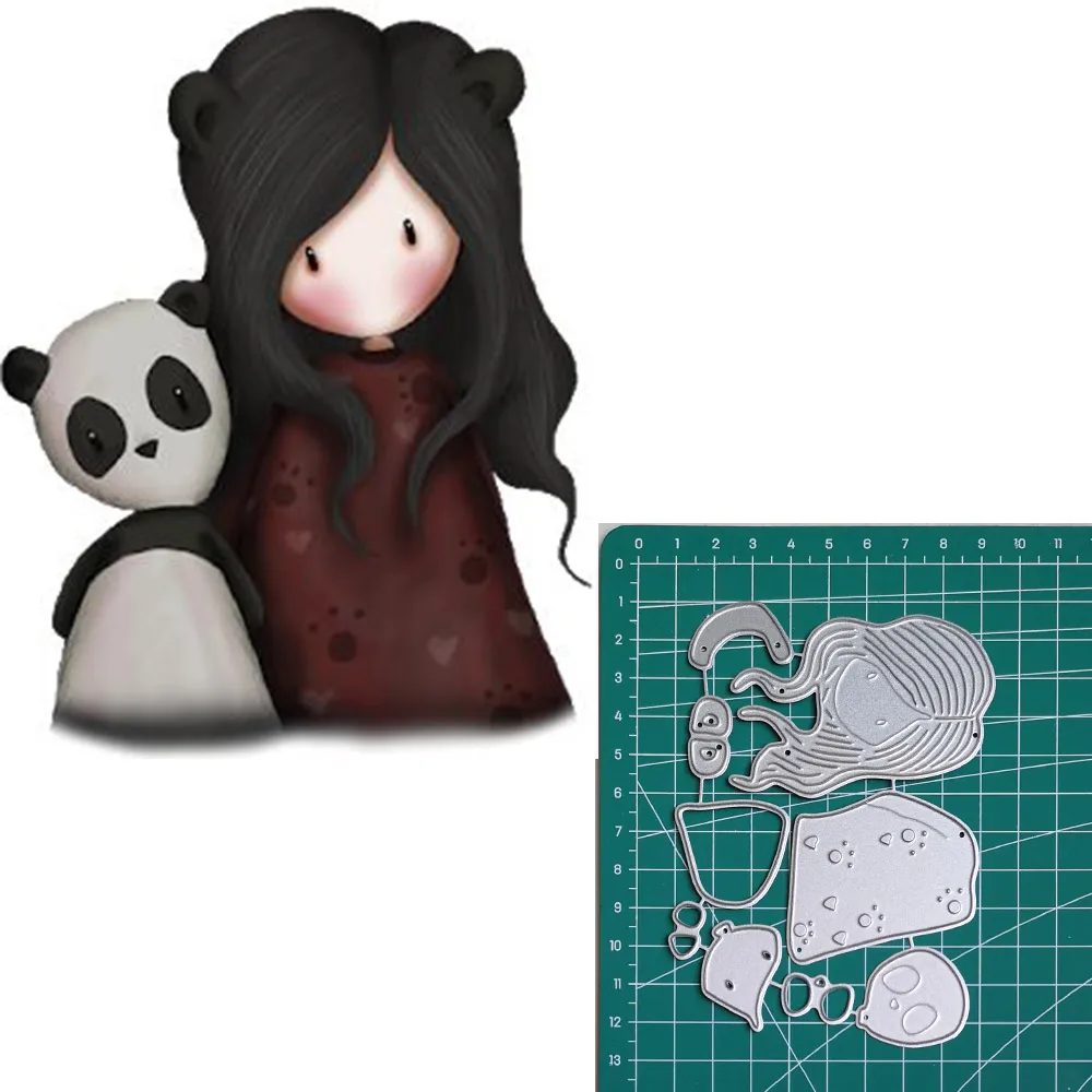 panda new 2019metal cutting dies doll girls for scrapbooking and making paper cards | Дом и сад