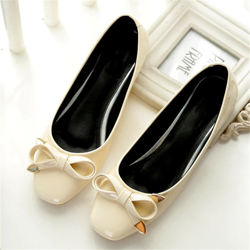 

SNURULANNew Women's Korean stylish flats leather fashion square Toe bowknot comfortable Non-slip Women casual flat heelshoesE266