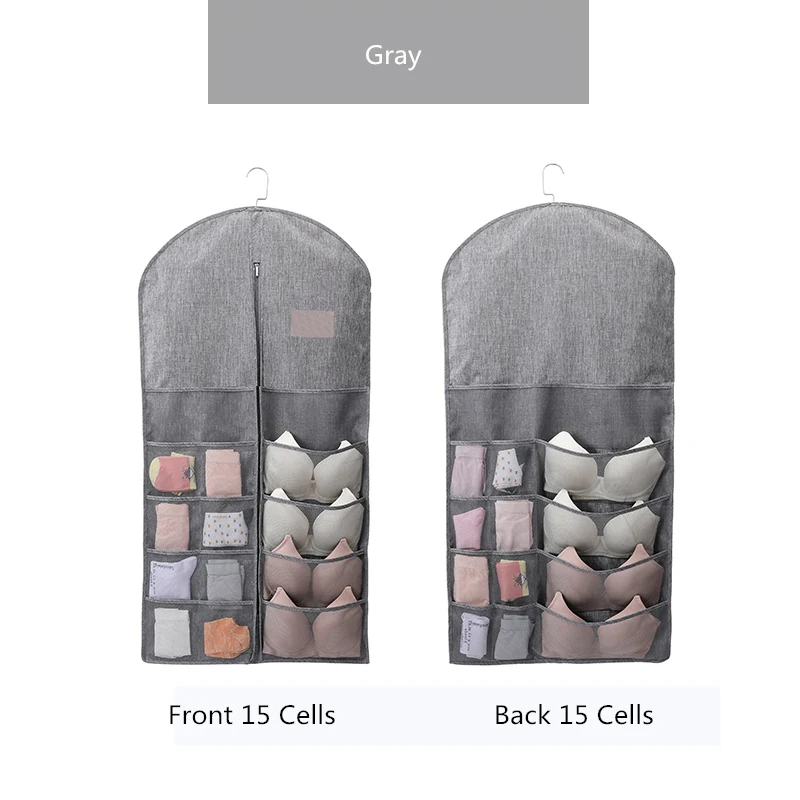 Gray M 1pcs Многофункциональный подвесной органайзер для пальто рубашка Нижнее белье Мульти карманный органайзер для гардероба моющийся висячий мешок для хранения - Цвет: Gray M 1pcs