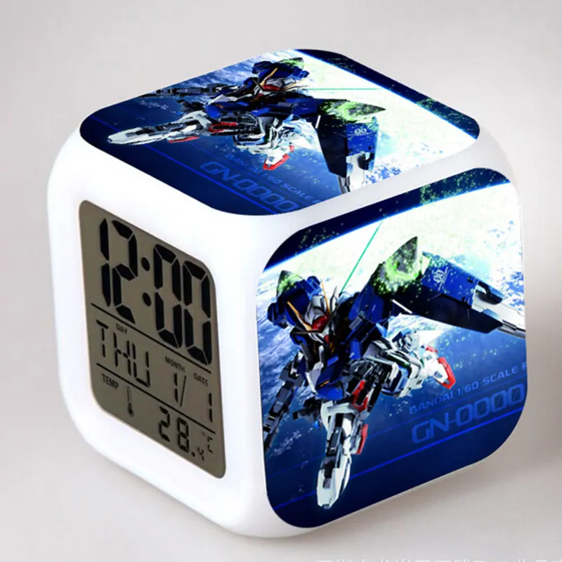 Аниме Гундам цифры часы будильник светодиодный Цвет Flash сенсорный светильник