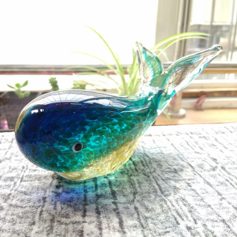 

Blue Tropical Crystal Fish Glass Sculpture Modern Art Favor Glass Whale Gift Artwork Home Decoration Glaze Figurines &amp Miniat
