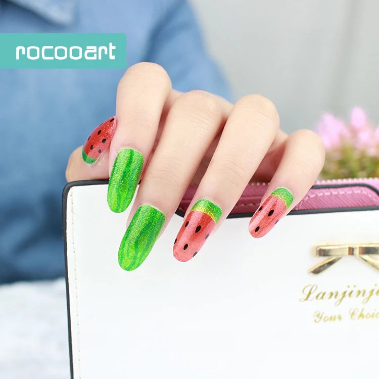 Rocooart Y5116 модные блестящие наклейки для ногтей Арбузные украшения Фольга Водные