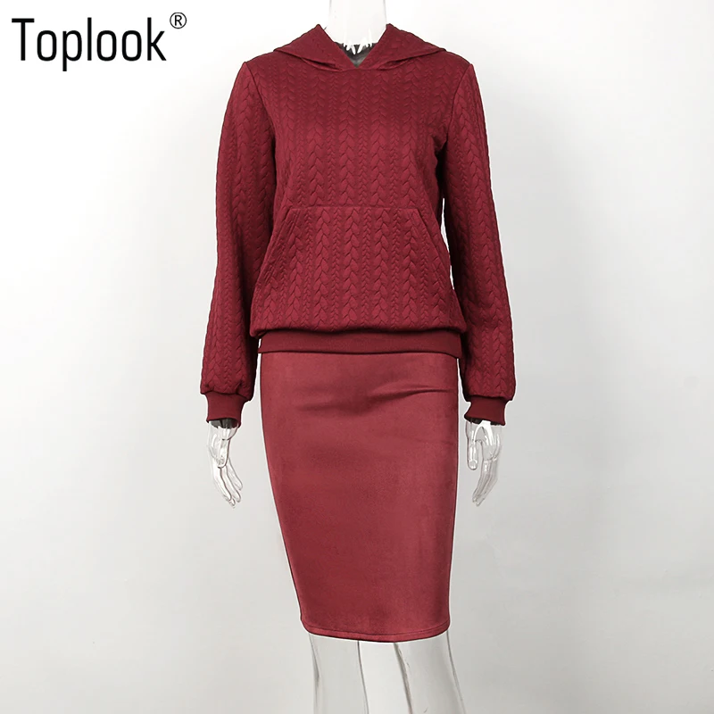 Toplook красный Винтаж комплект из двух предметов Для женщин костюмы 2018 осень-зима