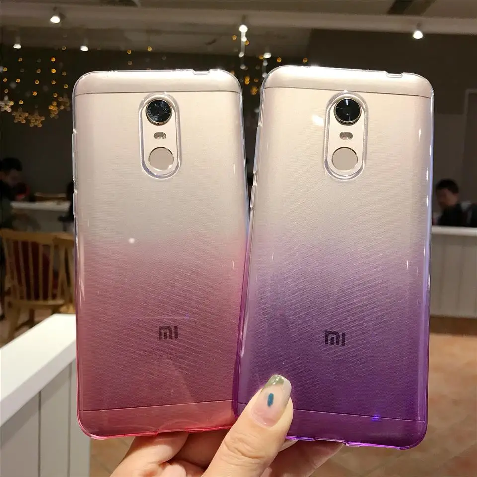 Градиентный чехол для XiaoMi RedMi 5 Plus мягкий силиконовый из ТПУ с полной защитой