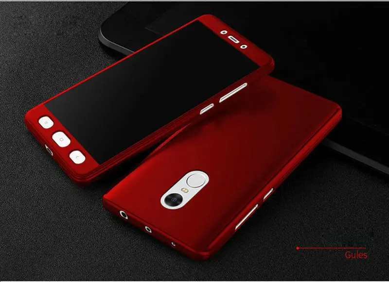 Красный 360 чехол для защиты всего тела для Xiaomi Redmi Note 4 X 4X Pro Гибридный чехол для телефона на Xiomi Note4x глобальная версия+ закаленное стекло - Цвет: Красный