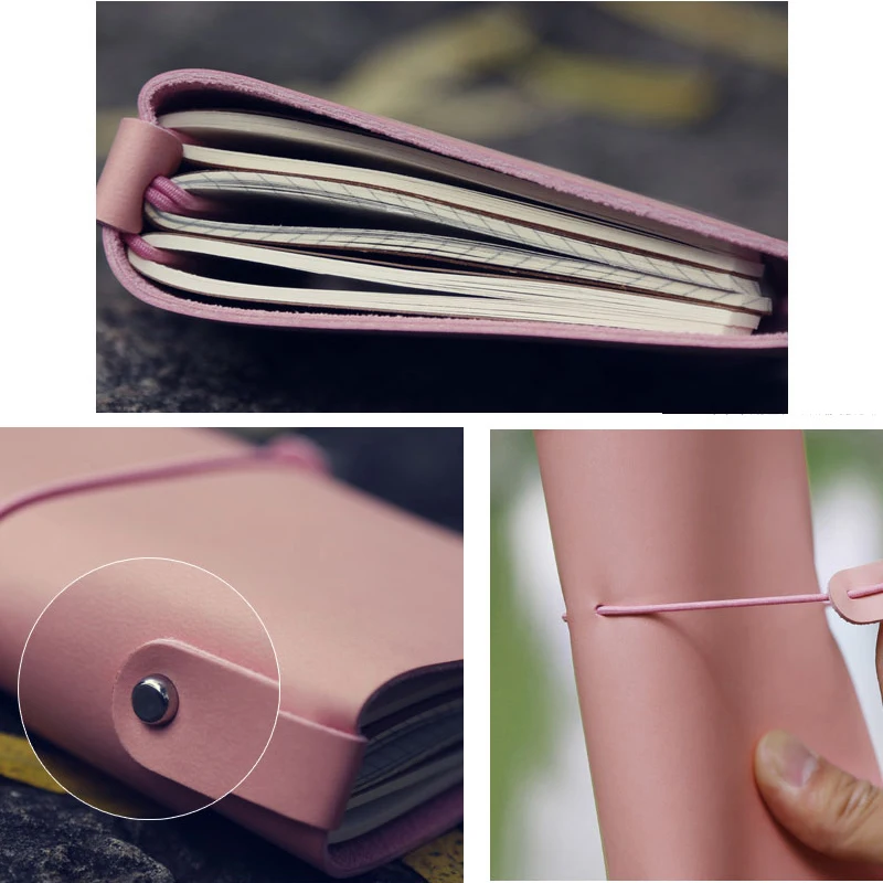 Черный розовый оранжевый зеленый A6 винтажный дорожный дневник из искусственной