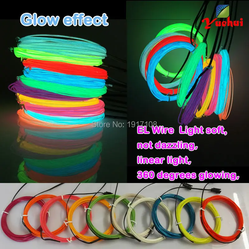 10 штук 1 метр многоцветный 1.3 мм электролюминесцентный гибкий провод EL-неонового свечения для игрушек/ремесел Свадебного украшения.