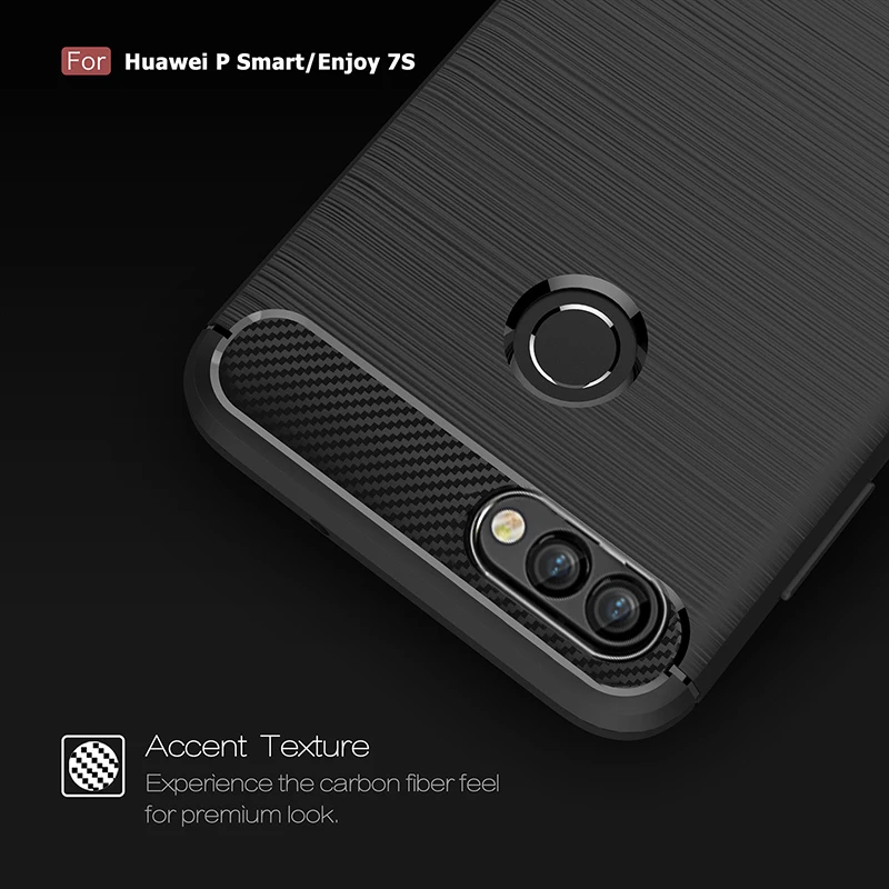 For Huawei P Smart Case Cover TPU Silicone Bumper Anti-Shock Soft Carbon Fiber Cases Smart/Enjoy 7S |