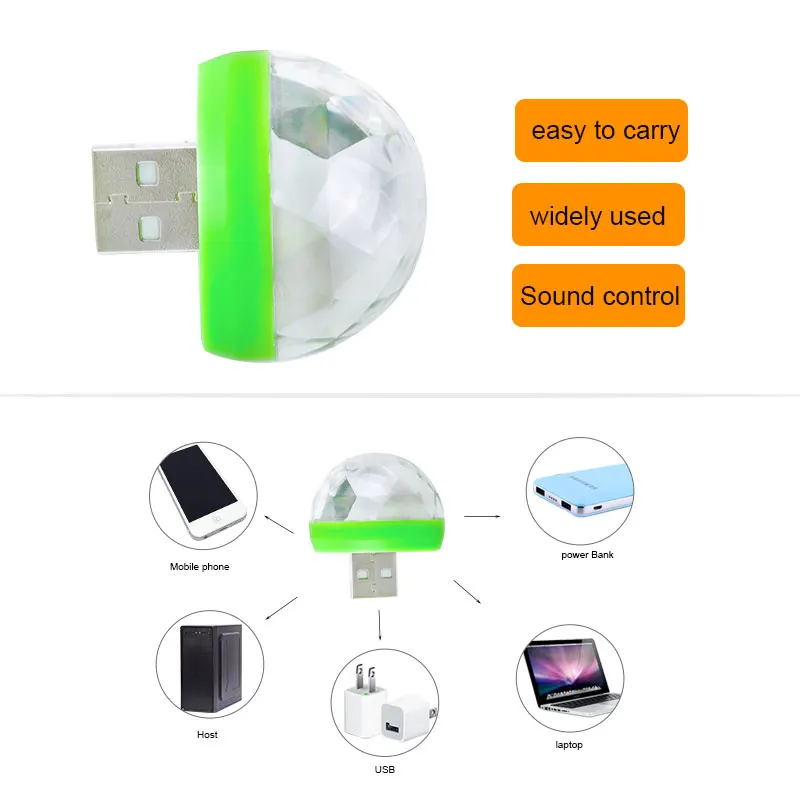 USB лазерный светильник мини RGB LED диско шар музыка звук управление сценический