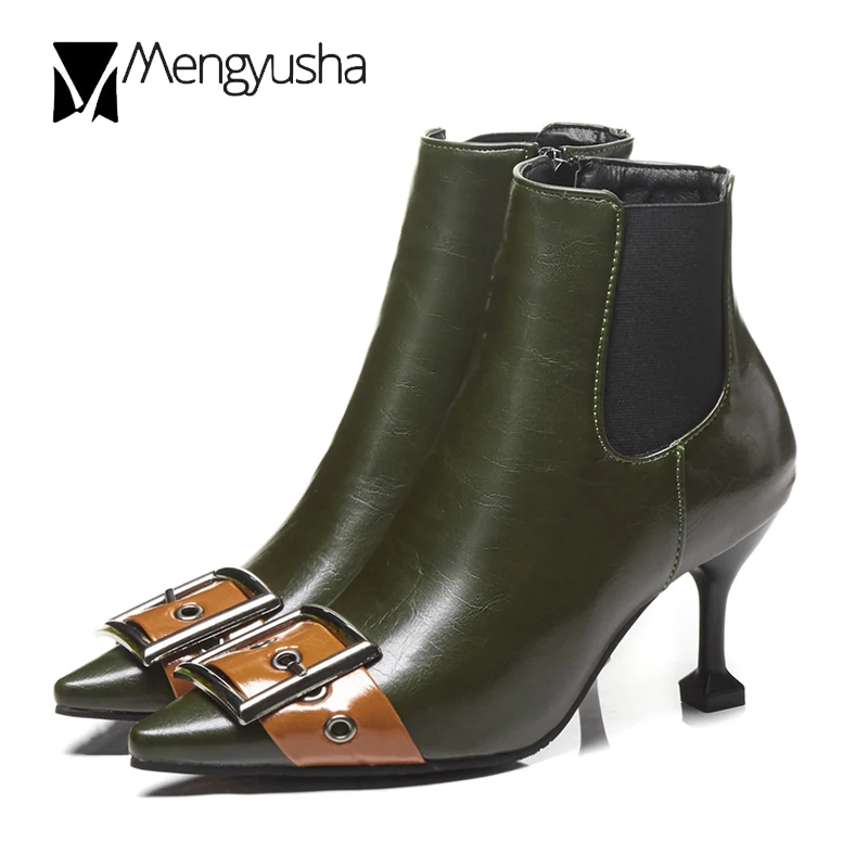 Кожаные ботинки челси с ремешком и пряжкой в стиле ретро женская обувь на заказ