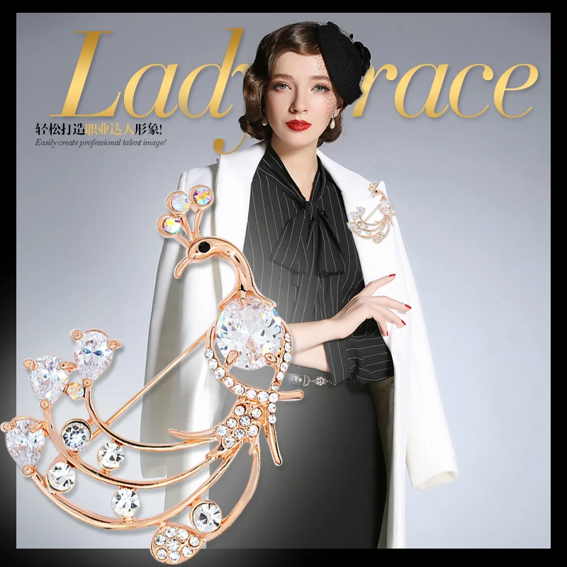 Zhen томоми благородные изысканные пирсинг Яркий Павлин Стразы значок корсаж