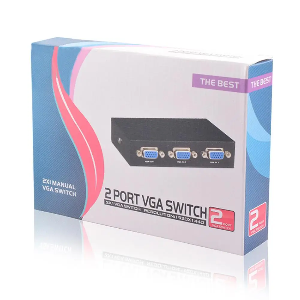 VGA коммутатор 2 в 1 из компьютерный порта коробка адаптера конвертера HD 1920X1440