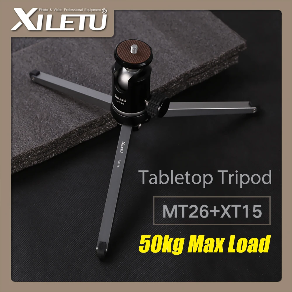 

XILETU MT26+XT15 Bearing Desktop Bracket Mini Tabletop Tripod and Ball Head High For DSLR Camera Mirrorless Camera Smartphone