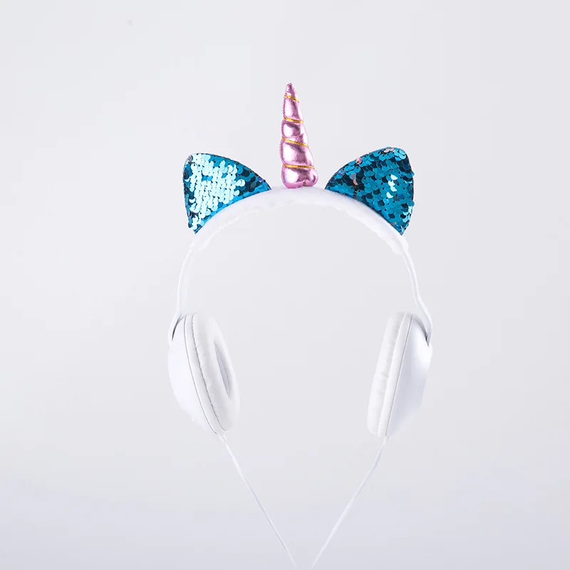 E6193-6-Blue JINSERTA Unicorns наушники милые кошачьи наушники для мобильного телефона MP3 pc tablet 3,5 мм Проводная гарнитура для детей и взрослых подарок - Цвет: E6193-6-Blue