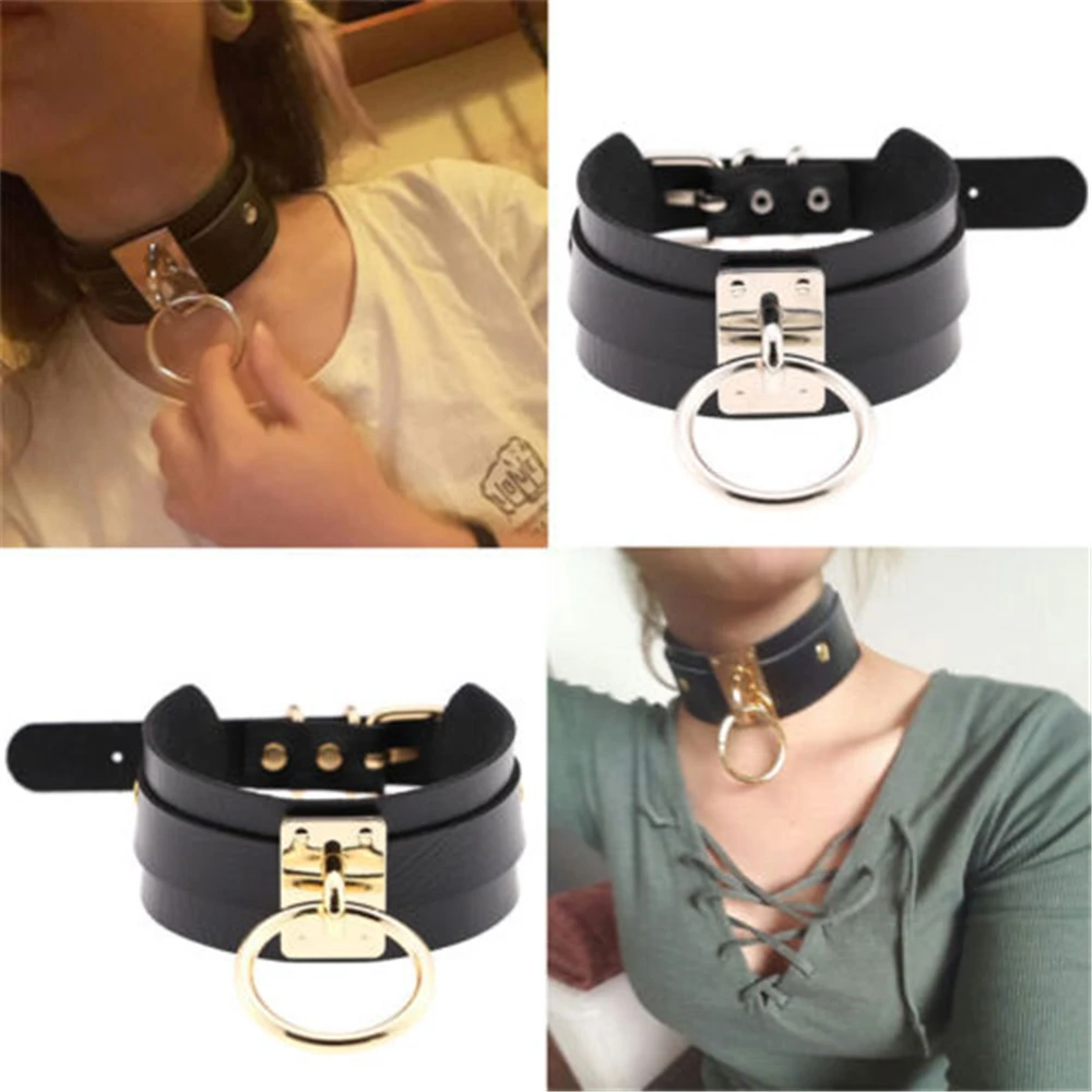 Women Fashion Punk Gothic Wide PU Leather O Circle Collar Choker Necklace | Украшения и аксессуары