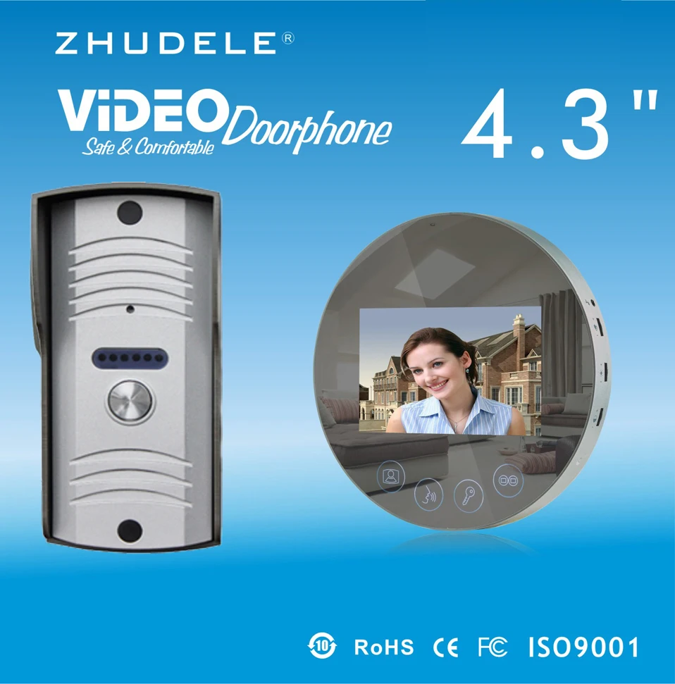 ZHUDELE Домашняя безопасность Smart4.3 &quotЖК монитор Громкая связь домофон дверной