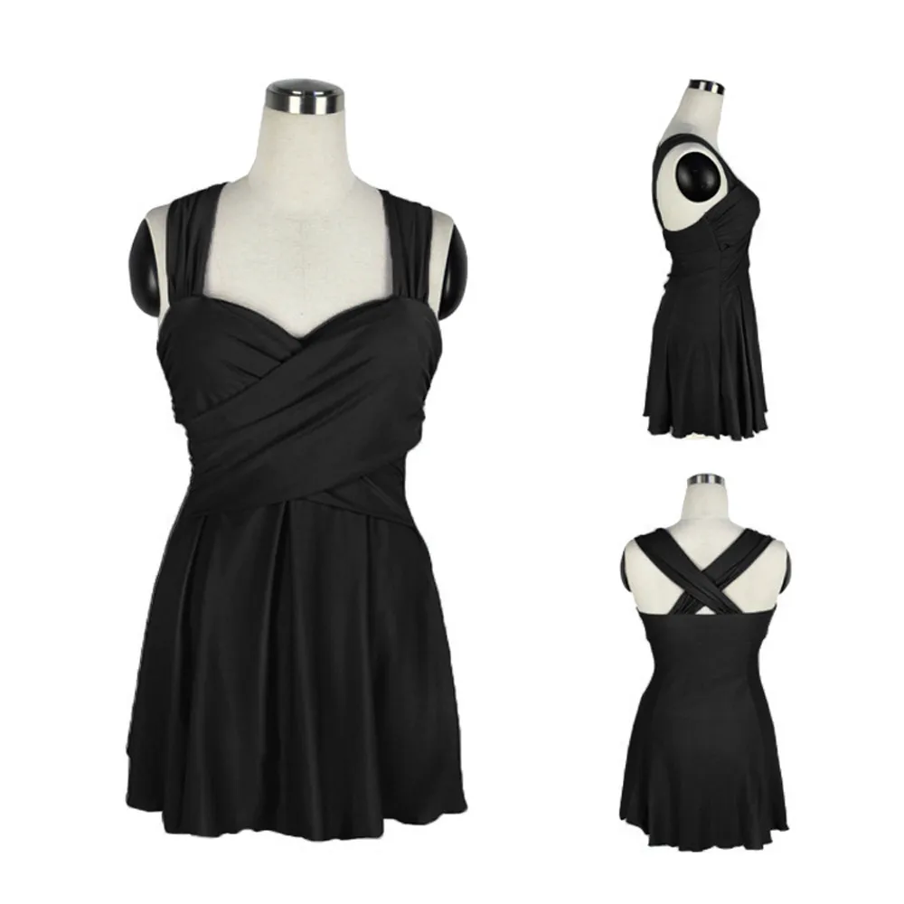 Для женщин Пляжная накидка, перекрещённая на груди Swimdress Твердые Broadcloth купальники Костюмы для подвижных игр с Pad элегантный обогнул регулярные Лето Повседневное