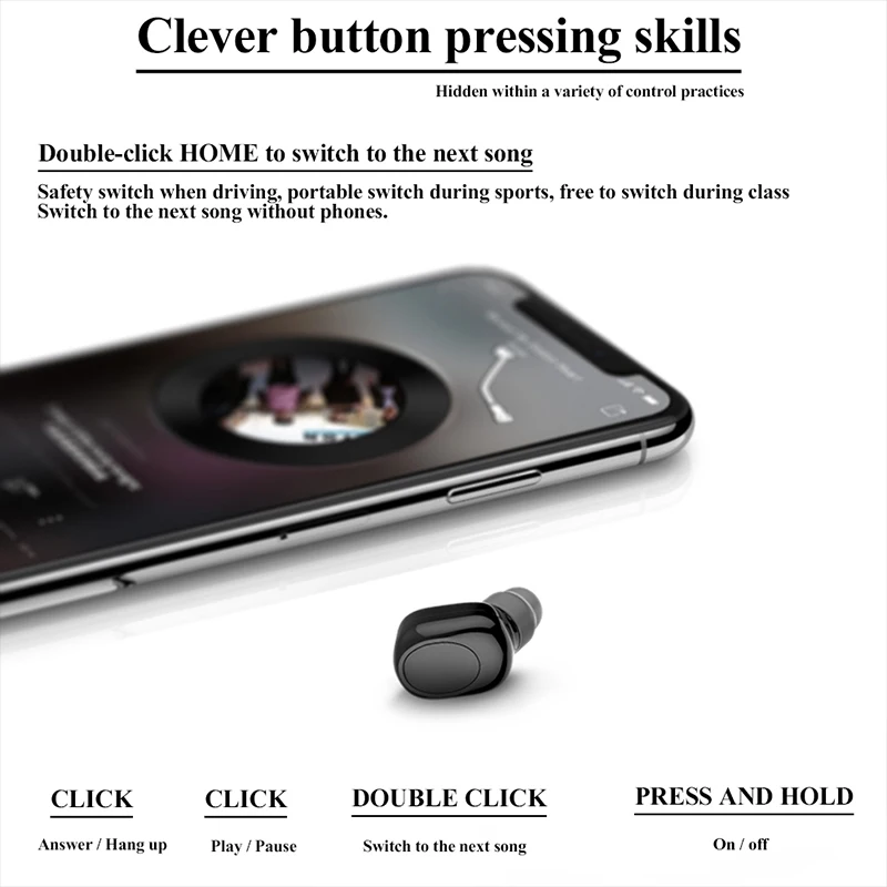 CHICLITS Мини Bluetooth Беспроводные Наушники V4.1 невидимые наушники-ушные наушники с