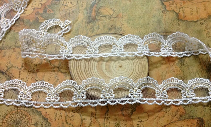 10 yard 2.5cm 0.98&quot wide ivory gold mesh gauze tulle embroidery tapes lace trim ribbon ug9a free ship | Дом и сад