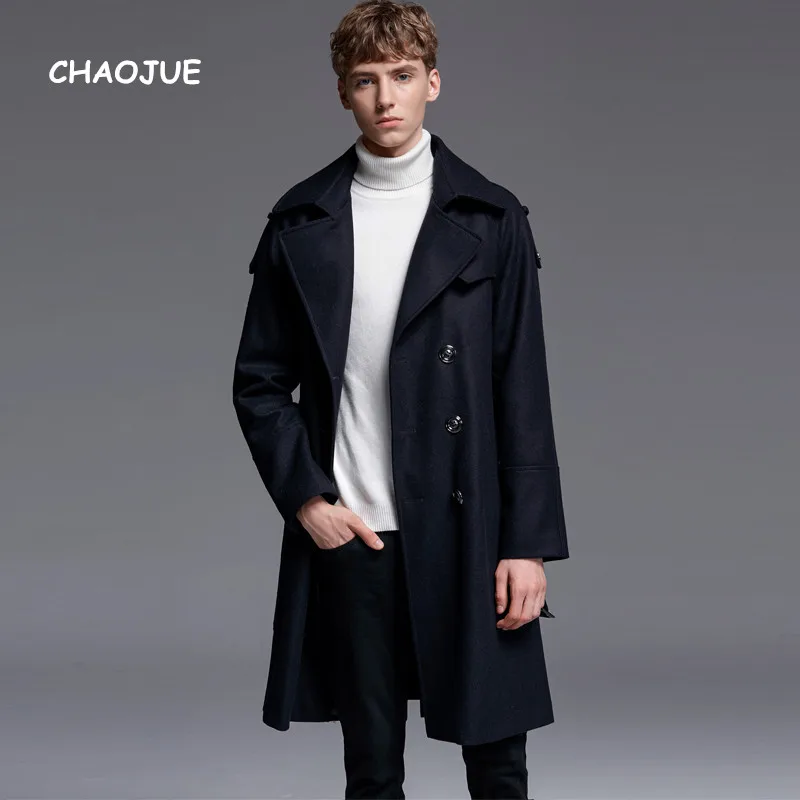 

CHAOJUE Brand Causal Fashion 70% Wool Coat Mens British Style Fall/Winter Double Breasted Woolen Clothing Male Business Overcoat