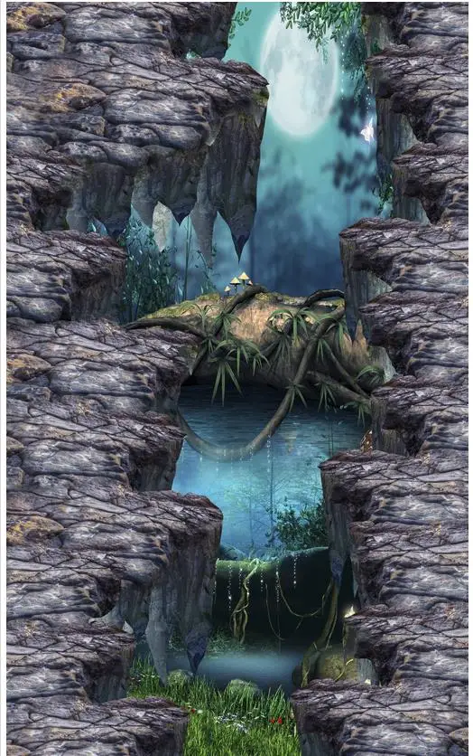 Напольные фотообои 3D обои горные скалы на открытом воздухе картина Mural-3d ПВХ