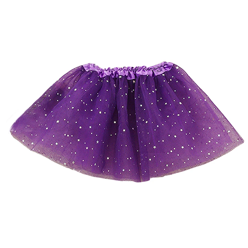 Полупрозрачные 3 трехслойные юбочки-пачки для девочек украшенные блесками и