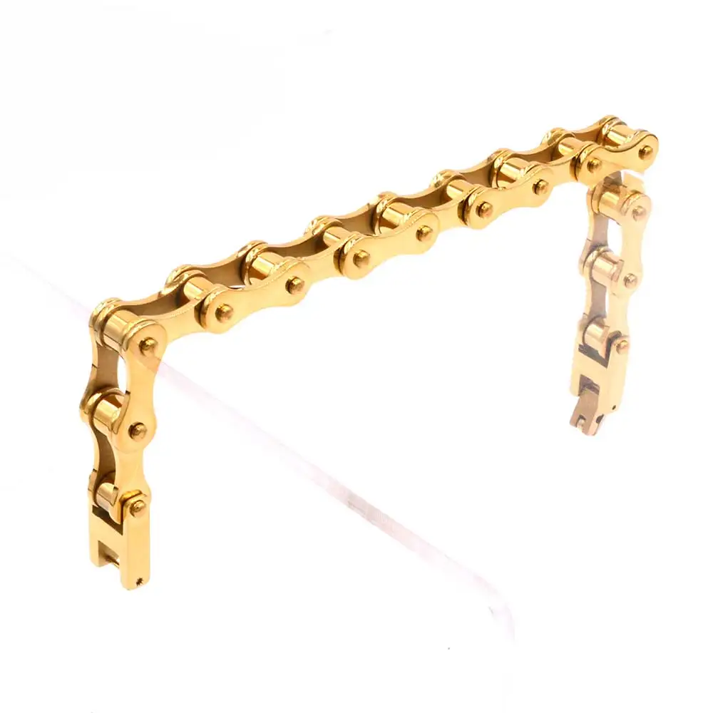 

Golden Motorcycle Chain Bracelet Men's Bicycle Chain Bracelet Punk Stainless Steel Motorcycle Chain Bracelet Ladies Bracelet