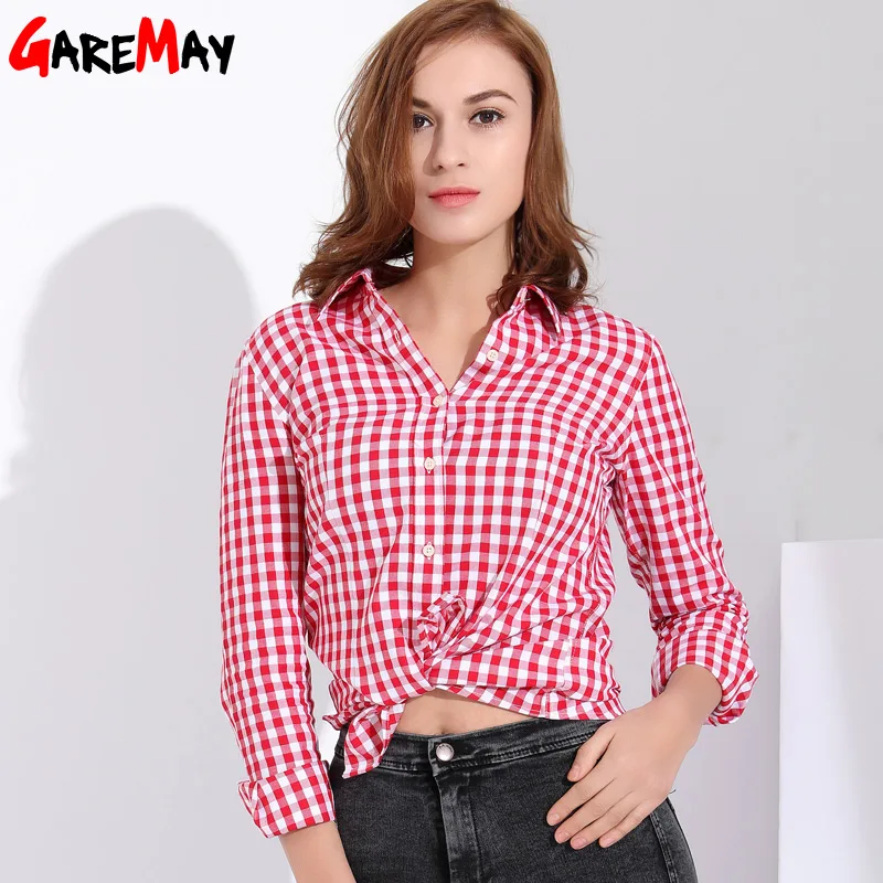 Garemay Women Shirts Feminine Blouses Cotton Plaid Shirt Long Sleeve Womens Tops And Spring 2020 Clothes Chemise | Женская одежда