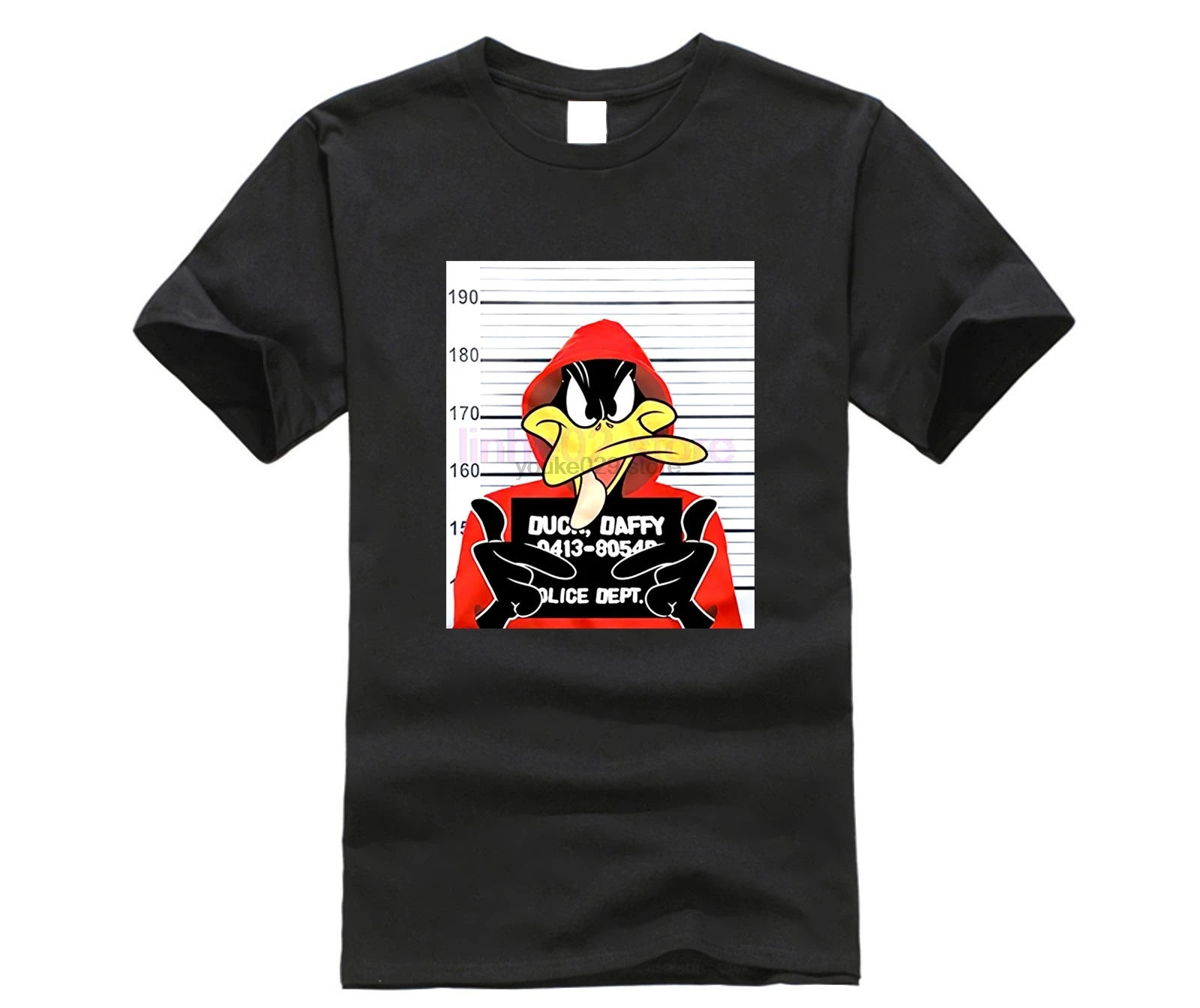Мужские футболки s принт чистый хлопок Looney Tunes Даффи Дак Mugshot мужские с