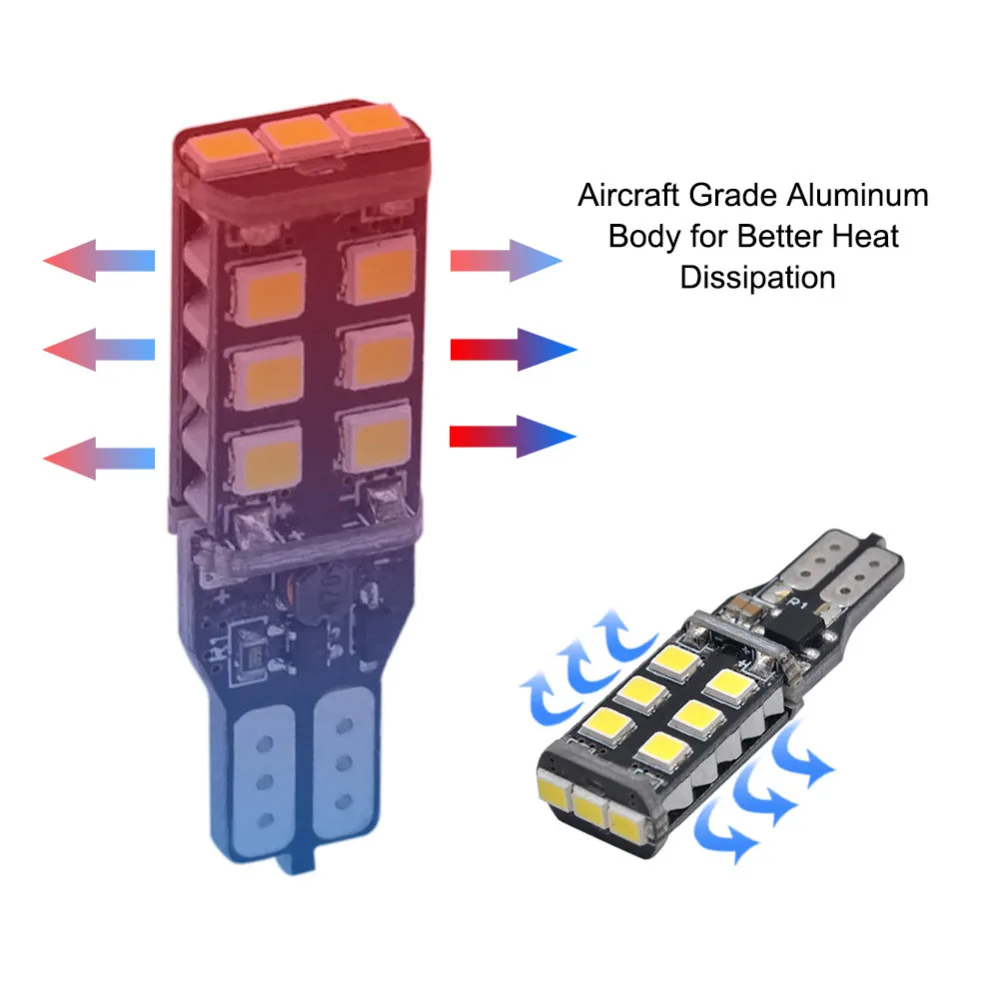 Светодиодная лампа T10 2 шт. заднего хода 6000k белая 15SMD 2835 светодиодная для