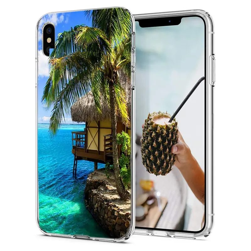 Мягкий прозрачный силиконовый чехол для iPhone 6 6s 7 8 plus X XS XR Max удобный с морским