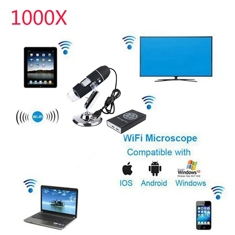 ZR1000X 8 светодио дный USB микроскоп увеличительное стекло цифровой WI FI беспроводной