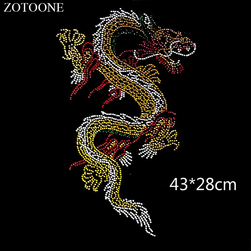 ZOTOONE Clear Super Bright A Rhinestones Hotfix Rhinestone Dragon and Phoenix Applique for Clothes Decoration Strass Crystals E | Дом и сад