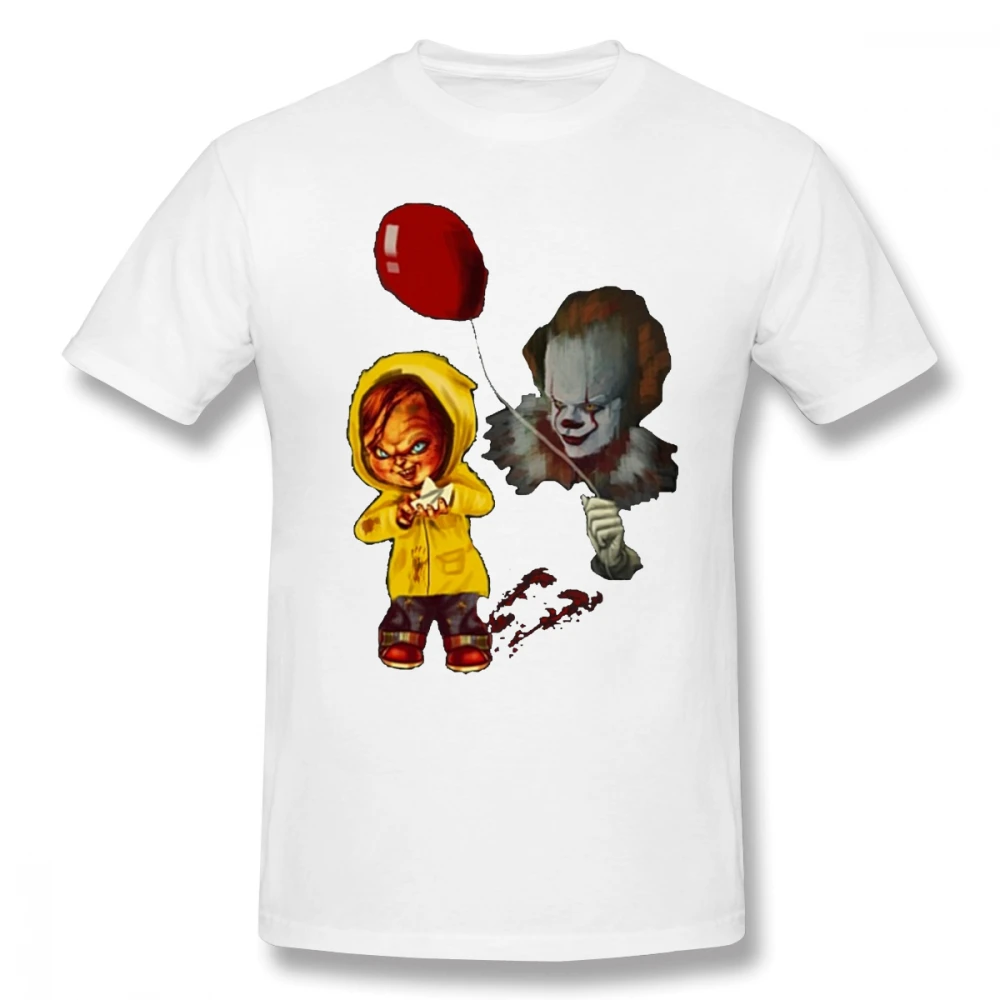 Alloween лучший подарок Чаки клоун Мужская футболка хип хоп случайный 4XL 5XL 6XL хлопок короткий рукав мужская одежда - Цвет: Белый