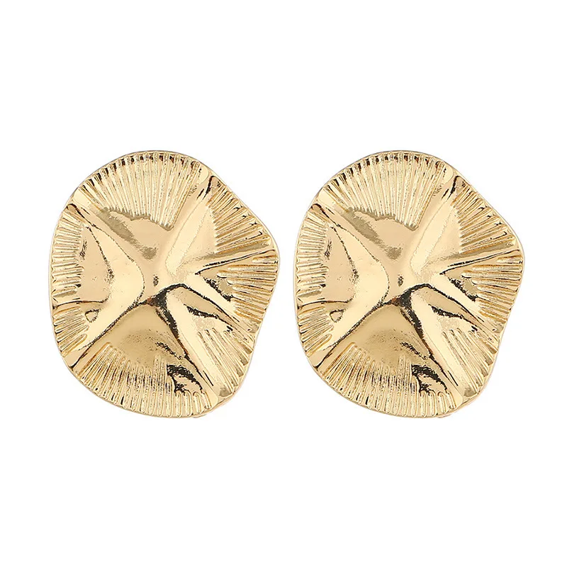 Gold color Metal Geometric Statement Earrings For Women Charm Trendy Glossy Drop Dangle for Jewelry | Украшения и аксессуары