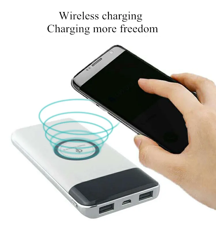 Power Bank 10000mAh Qi Беспроводное зарядное устройство для iPhone X портативное мобильного