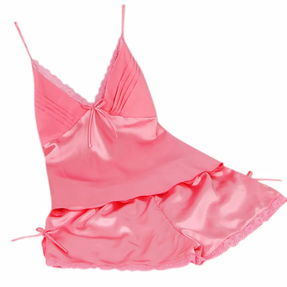 Новый Для женщин женская кружевная шелковая сатиновая пижама набор нижнего