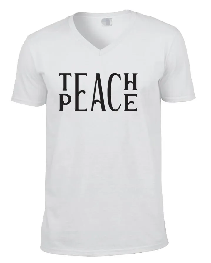 2018 Teach Peace print Мужская футболка хлопок хип хоп топ тройники | одежда