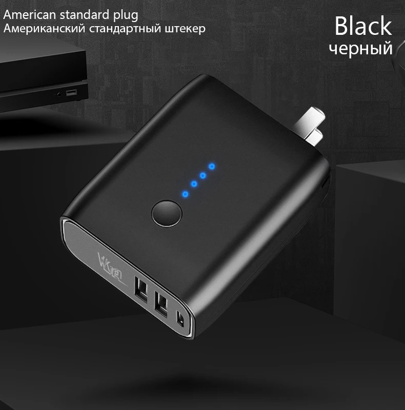 VVKing 5000 мАч зарядное устройство 2 USB зарядное устройство 2 в 1 складная вилка EU/US Быстрая зарядка 2.4A для iPhone huawei samsung LG USB зарядное устройство