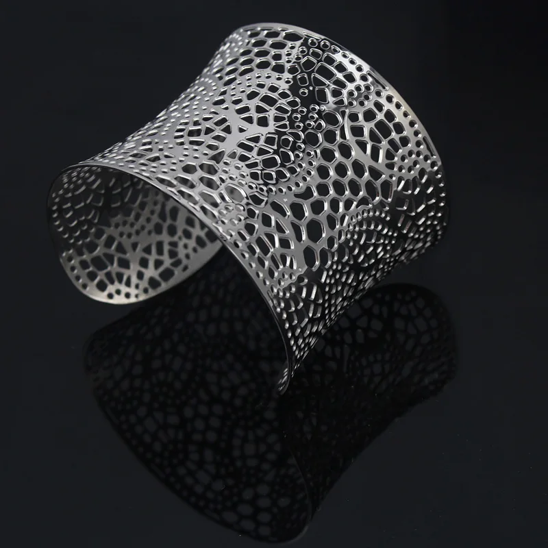 Широкий женский Браслет-манжета из нержавеющей стали в стиле панк Ювелирное