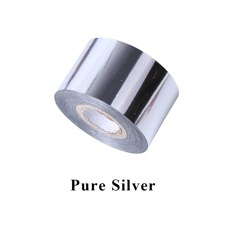 Pure Silver 1 рулон Фольга для ногтей Переводные обертывания металлические цветные наклейки-лак для ногтей 120x0,04 м блестящее звездное небо бумажное украшение для маникюра «сделай сам» советы - Цвет: Pure Silver