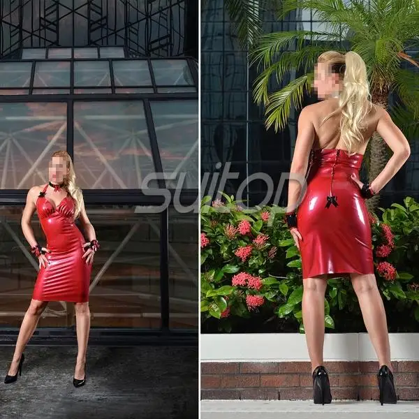 Женское резиновое платье сексуальный клубный костюм красного цвета|mini dress|sexy
