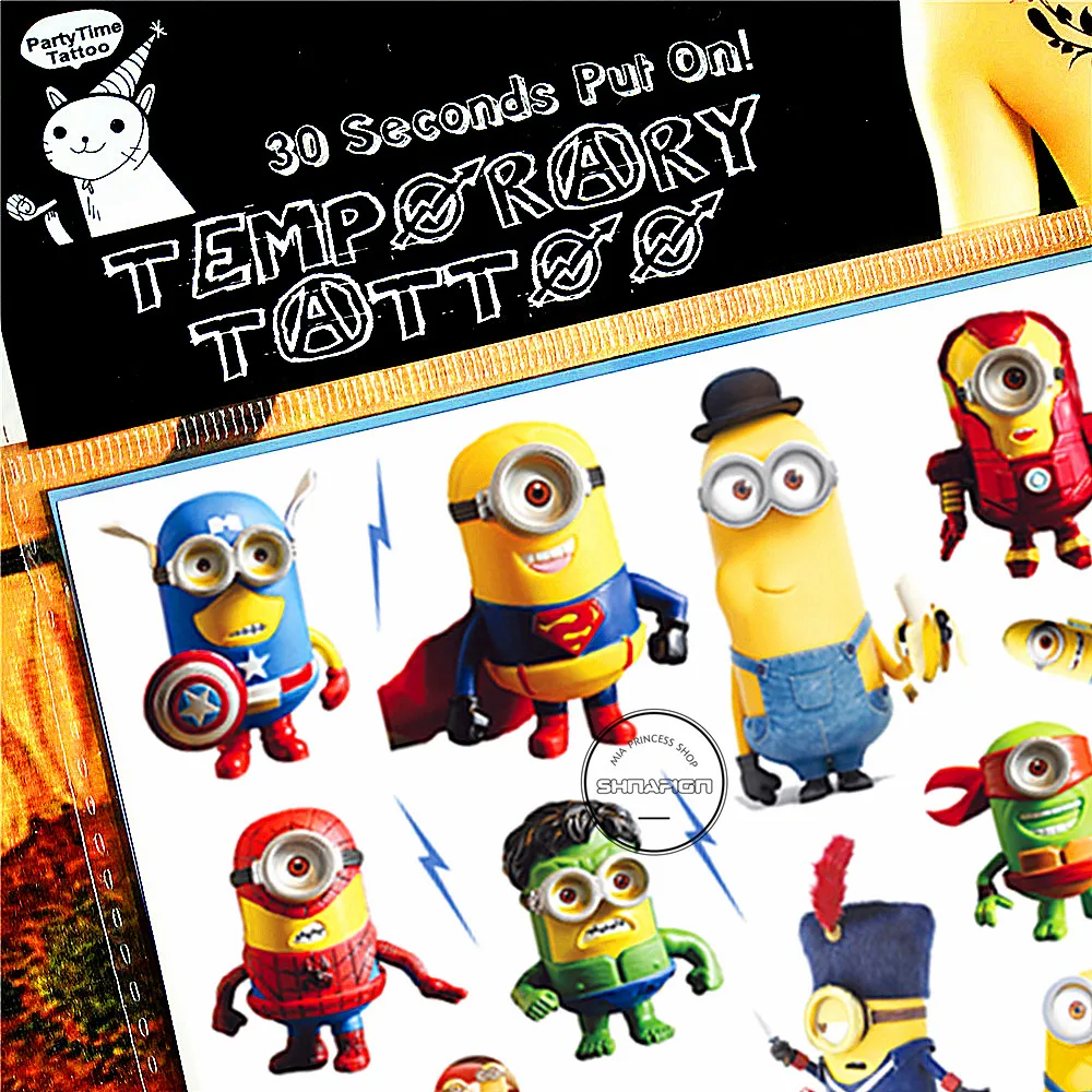 Детские наклейки с миньонами SHNAPIGN модные летние водонепроницаемые в стиле Эльзы